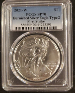 New Listing2021 W T-2 PCGS BURNISHED SP70 FS SILVER EAGLE CLASSIC BLUE LABEL EAGLE LANDING