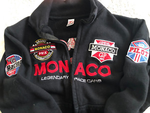 Jacket Coat Sweater RACE CAR Monaco Grand Prix Black LOGO Official Pilot Zip