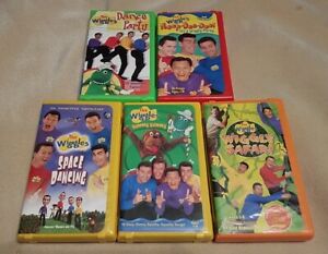 The Wiggles VHS LOT Of 5: Dance Party, Hoop Dee-Doo, Wiggly Safari, Space, Yummy