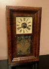 Terry & Andrews Clock Mantle Shelf Mahogany Wood Painted Dial Glass ANTIQUE