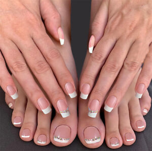French White False Nail Fingers Toes Press on Nails for Nails Art Salon 48pcs