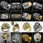 Fashion Lion Two Tone Silver Rings for Men Party Wedding Ring Gifts Size 6-13