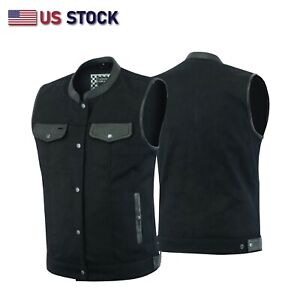 Biker Denim Club Style Anarchy Vest with Conceal Carry Gun Pocket SKU HL21689