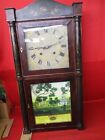 NICE ORIGINAL 8 DAY HENRY TERRY WOOD WOODEN WORKS WEIGHT CLOCK  #28