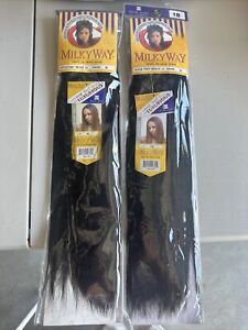100% Human Hair Milky Way Yaky Weave Milkyway 14” #1B (Off Black) (pack Of 2)