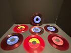 lot 7 RED VINYL 45 RPM Christmas Records Vintage