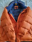 Large Orange Down Puffer Jacket w/hood Ski Parka Winter Coat
