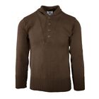 GI Men's 5 Button Sweater, 100% Knitted Wool, US Military, Brown, Made in USA