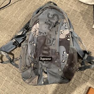 Used Supreme SS20 Mesh Backpack Blue Chocolate Chip Camo