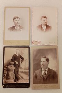 New ListingLot Of 4 - Antique Photo Cabinet Cards Of Men Portraits Victorian Holton, Kansas