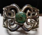 Native American HEAVY Sterling Cast  Turquoise Cuff Bracelet 65.1 Grams