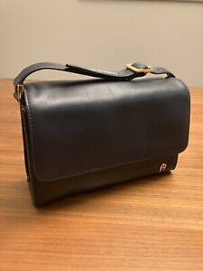 Etienne Aigner Real Cowhide Leather Handbag Shoulder Bag Purse, Dark Navy Blue