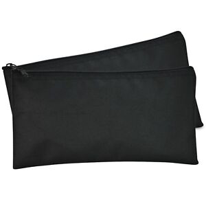 DALIX Zipper Money Bank Bag Pencil Pouch Makeup Travel Accessories Black 2 PACK