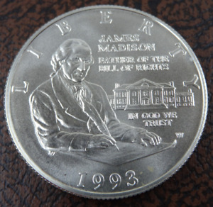 1993-W James Madison Silver Half Dollar BU Bill of Rights Unc Commemorative
