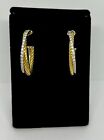 David Yurman 18K Yellow & White Gold Diamond Hoop Cable Crossover Earrings 31mm