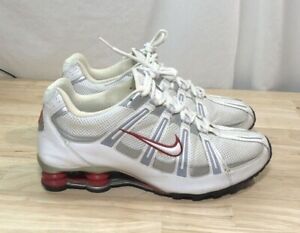 Men Nike Shox Turbo Mesh Running Shoes White Metallic Silver Red 11.5 347521 111