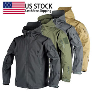 Mens Jacket Military Tactical Waterproof Soft Shell Work Windbreaker Coat