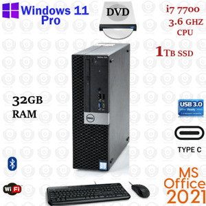 Windows 11 DELL Desktop Computer i7-7700 32GB RAM 1TB NVME SSD HDMI USB-C