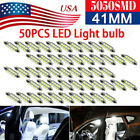 50x 41MM 5050 8SMD Festoon LED White Dome Map License Interior Light Bulbs 212-2