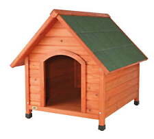 Weatherproof Small Wooden Outdoor Dog House with Elevated Floor, Brown