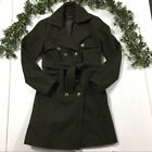 BEAUTIFUL NINE WEST LODEN HUNTER GREEN MILITARY STYLE WOOL BLEND TRENCH COAT 6