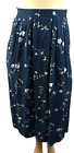 Sag harbor navy blue floral plated elastic waist pull on maxi skirt Small