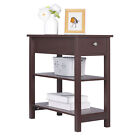 Side Table Living Room End Table with Drawer and Shelf  for Small Space Brown