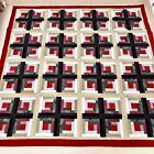 Spin Log Cabin Handmade Cotton Patchwork quilt top/topper 86x86