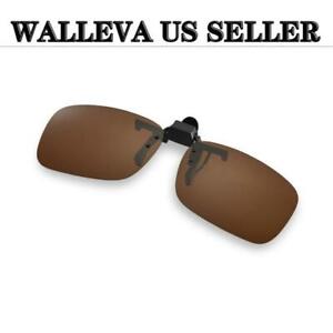 New Walleva Polarized Brown Clip-on Flip-up Sunglasses Lenses