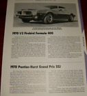 ★★1970 PONTIAC FIREBIRD FORMULA 400 SPECS INFO PHOTO PRINT 70★★ (For: 1989 Pontiac Firebird Formula)