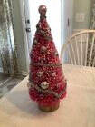 Vintage Snowy Red Pink Bottle Brush Glass Ornaments 16