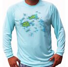 Map of Fiji Islands Fishing Boat Sport Long Sleeve UPF 30 T-Shirt UV Protection