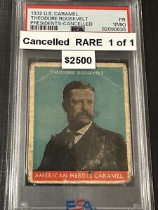 1932 U.S. Caramel Presidents Theodore Roosevelt *Cancelled Candy Paid* POP 1