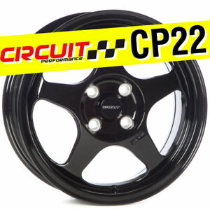 (1) Circuit Performance CP22 15x6.5 4-100 +35 Gloss Black Wheels Rim Spoon Style