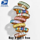 Multicolor Eternity Rings Rhodium Plated Band Made with Swarovski Crystals Ring