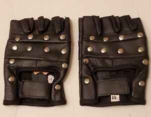 motorcycle fingerless gloves leather rock and roll studded