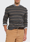 Brunello Cucinelli / Men's 100% Cashmere striped grey Sweater BNWT / medium