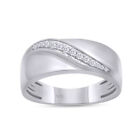 Engagement Wedding Band Ring Natural Round Diamond Accent 14K White Gold Plated