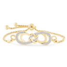 Natural Diamond Knot Infinity Bolo Bracelet  14K Yellow Gold Plated Sterling