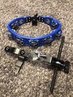 LP LATIN PERCUSSION TAMBOURINE in BLUE with MOUNTING HARDWARE CLEAN++