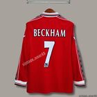 David Beckham 7 Manchester United 1998-1999 Long Sleeve Soccer Red Jersey L