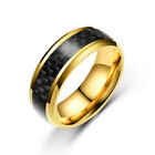Mens Women Tungsten Carbide Carbon Fiber Ring Silver Wedding Band Gifts Size6-13