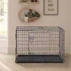 48in Large Dog Crate Kennel Extra Huge Folding Pet Wire Cage with 2 Doors Black