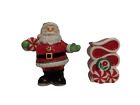 Fitz + Floyd Peppermint Candy and Santa Salt + Pepper Shakers 2008 FREE SHIP