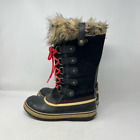 Sorel Winter Boots Mid-Calf Waterproof Lace Up Faux Fur Black Womens Size 7.5