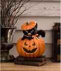 Bethany Lowe Kitty Cat in Jack O Lantern Pumpkin Black Halloween Decor