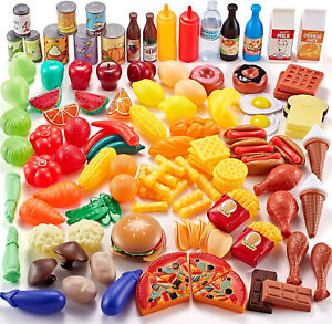 Play Food Set 143 Piece Play Food for Kids Kitchen Toy Food Assortment Pretend