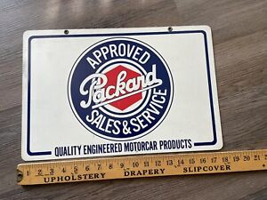 Vintage Packard Sales Service Porcelain Sign Double Sided Gas Oil