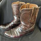 Mens 10 1/2 D LUCCHESE  Black Cherry WESTERN Cowboy BOOTS • USA Made. New Sole
