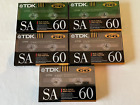 Lot of 5 TDK SA60 High Bias Type II Chrome new Cassette Tapes